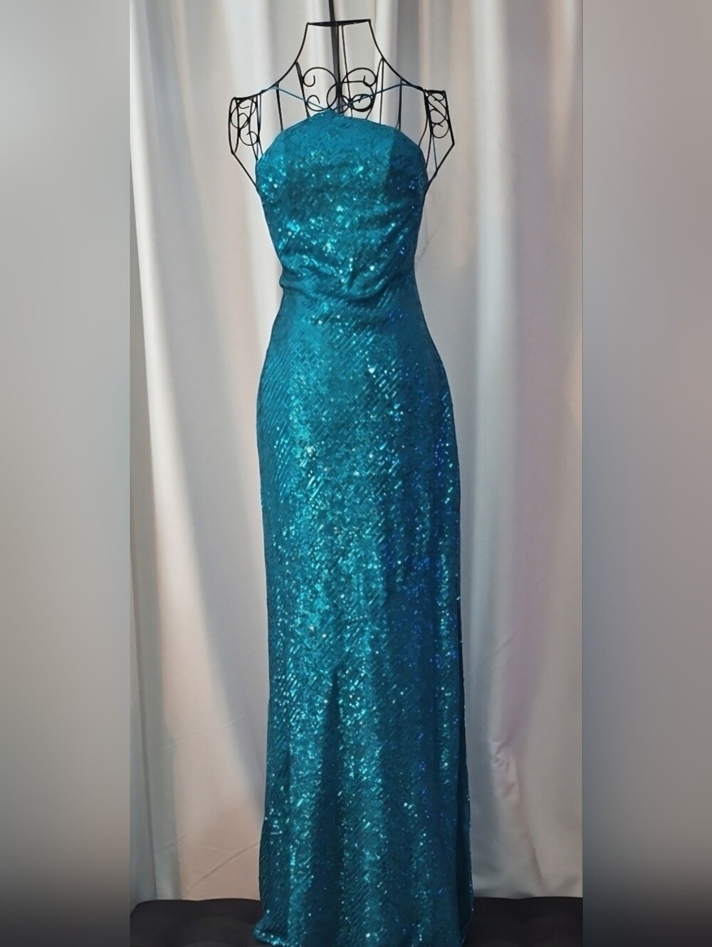 Strapless Sequin Evening Gown in Teal